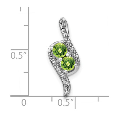14K White Gold Peridot and Diamond Chain Slide