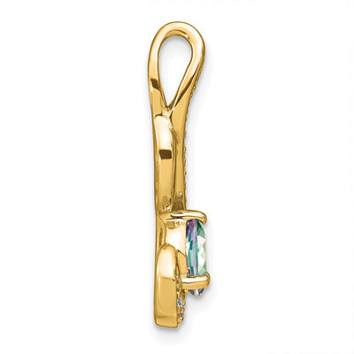 14K Mystic Fire Topaz and Diamond Swirl Pendant