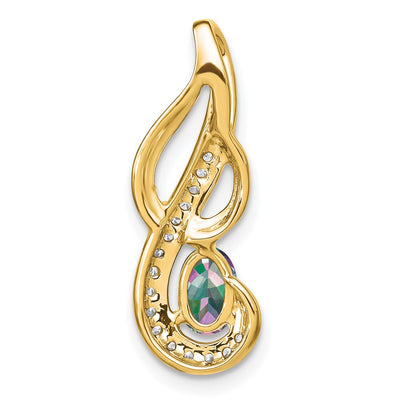 14K Mystic Fire Topaz and Diamond Swirl Pendant