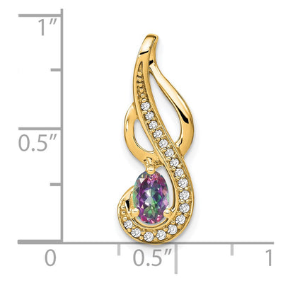 14K Mystic Fire Topaz and Diamond Swirl Pendant