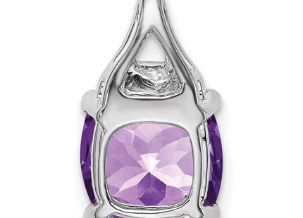14k White Gold Cushion Amethyst and Diamond Pendant (Style PM7043-AM-002-WA)