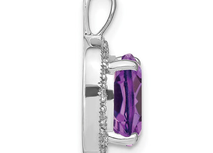 14k White Gold Cushion Amethyst and Diamond Pendant (Style PM7044-AM-016-WA)