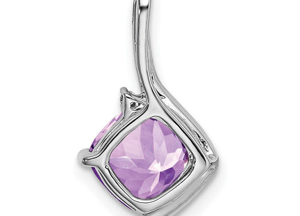 14k White Gold Cushion Amethyst and Diamond Pendant (Style PM7046-AM-001-WA)