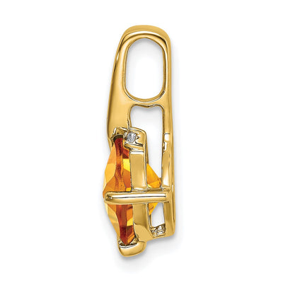 14K Cushion Citrine and Diamond Pendant, 16.5 x 9mm