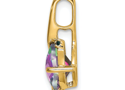 14k Cushion Mystic Fire Topaz and Diamond Pendant