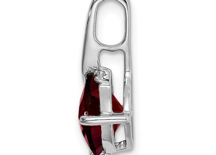 14k White Gold Cushion Garnet and Diamond Pendant (Style PM7046-GA-001-WA)