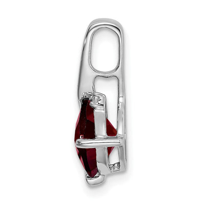 14K White Gold Cushion Garnet and Diamond Pendant, 17.9 x 10.4mm