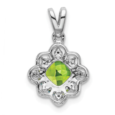 14K White Gold Peridot and Diamond Scalloped Pendant