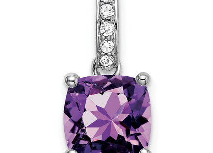 14k White Gold Cushion Amethyst and Diamond Pendant (Style PM7048-AM-006-WA)