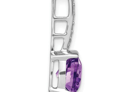 14k White Gold Cushion Amethyst and Diamond Pendant (Style PM7049-AM-012-WA)