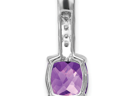 14k White Gold Cushion Amethyst and Diamond Pendant (Style PM7049-AM-012-WA)
