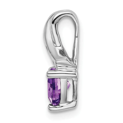 14K White Gold Trillion Amethyst and Diamond Pendant
