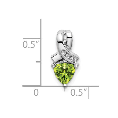 14K White Gold Trillion Peridot and Diamond Pendant