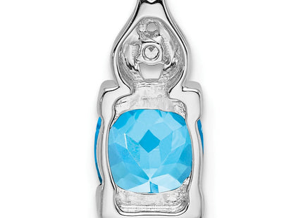 14k White Gold Blue Topaz and Diamond Pendant (Style PM7054-BT-001-WA)