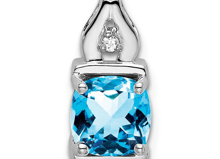 14k White Gold Blue Topaz and Diamond Pendant (Style PM7054-BT-001-WA)