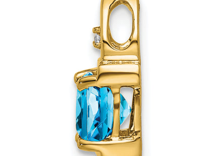 14k Blue Topaz and Diamond Pendant