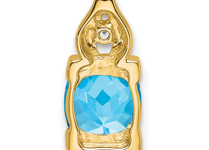 14k Blue Topaz and Diamond Pendant
