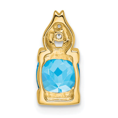 14K Blue Topaz and Diamond Pendant