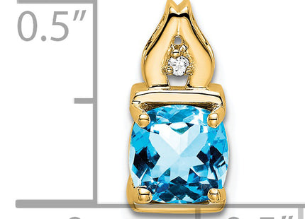 14k Blue Topaz and Diamond Pendant