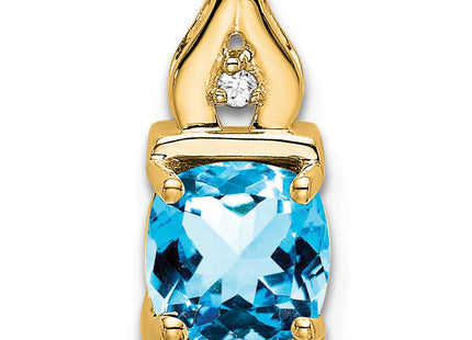 14k Blue Topaz and Diamond Pendant
