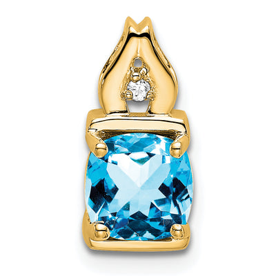 14K Blue Topaz and Diamond Pendant