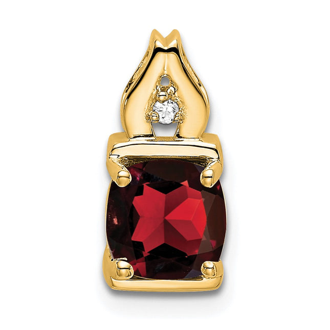 14k Garnet and Diamond Pendant, 13.2 x 6mm