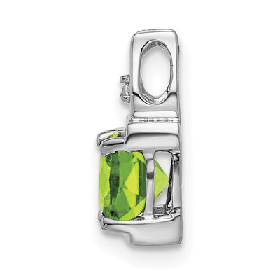 14K White Gold Peridot and Diamond Pendant, 13.2 x 6mm