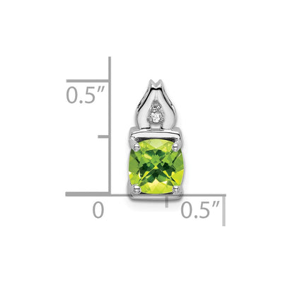 14K White Gold Peridot and Diamond Pendant, 13.2 x 6mm