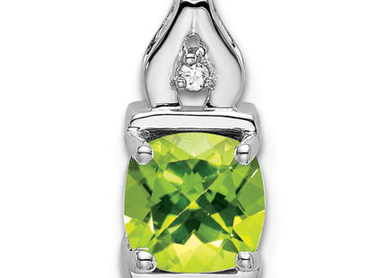 14k White Gold Peridot and Diamond Pendant (Style PM7054)