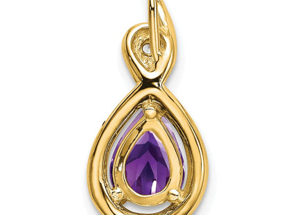 14k Pear Amethyst and Diamond Pendant (Style PM7055-AM-002-YA)