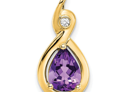 14k Pear Amethyst and Diamond Pendant (Style PM7055-AM-002-YA)