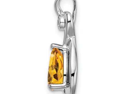 14K White Gold Pear Citrine and Diamond Pendant (Style PM7055-CI-002-WA)