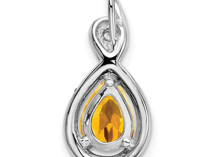 14K White Gold Pear Citrine and Diamond Pendant (Style PM7055-CI-002-WA)