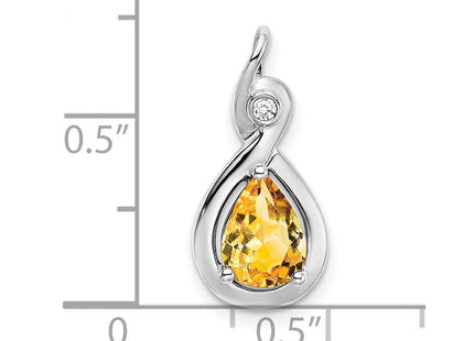 14K White Gold Pear Citrine and Diamond Pendant (Style PM7055-CI-002-WA)