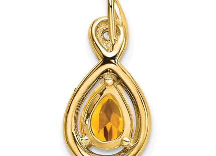 14k Pear Citrine and Diamond Pendant (Style PM7055-CI-002-YA)