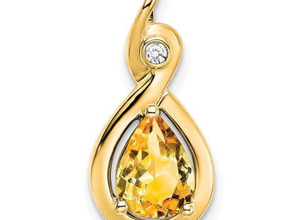 14k Pear Citrine and Diamond Pendant (Style PM7055-CI-002-YA)