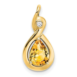 14k Pear Citrine and Diamond Pendant (Style PM7055-CI-002-YA)