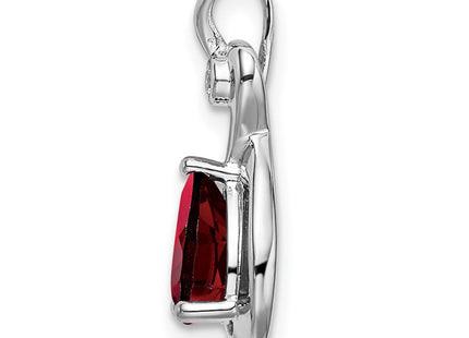 14K White Gold Pear Garnet and Diamond Pendant (Style PM7055-GA-002-WA)