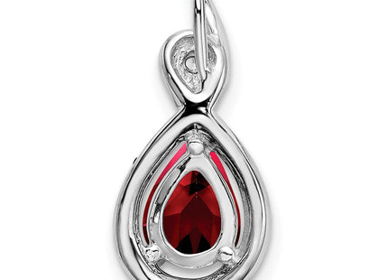 14K White Gold Pear Garnet and Diamond Pendant (Style PM7055-GA-002-WA)