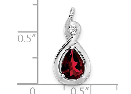 14K White Gold Pear Garnet and Diamond Pendant (Style PM7055-GA-002-WA)