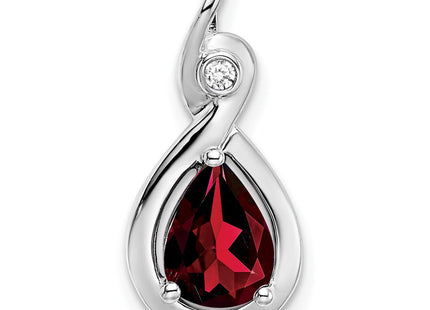 14K White Gold Pear Garnet and Diamond Pendant (Style PM7055-GA-002-WA)