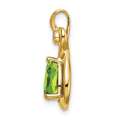 14K Pear Peridot and Diamond Pendant, 19.5 x 9.4mm