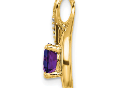 14K Round Amethyst and Diamond Chain Slide, view 2