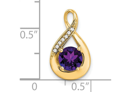 14K Round Amethyst and Diamond Chain Slide, view 3