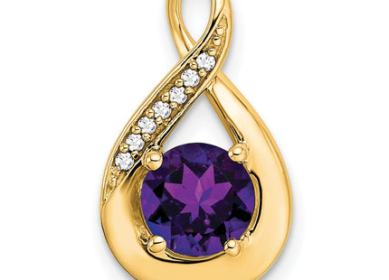 14K Round Amethyst and Diamond Chain Slide