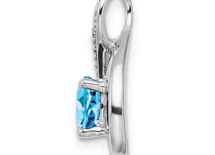 14k White Gold Blue Topaz and Diamond Pendant (Style PM7056-BT-003-WA)