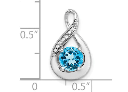 14k White Gold Blue Topaz and Diamond Pendant (Style PM7056-BT-003-WA)