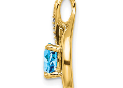 14K Round Blue Topaz and Diamond Chain Slide, view 2