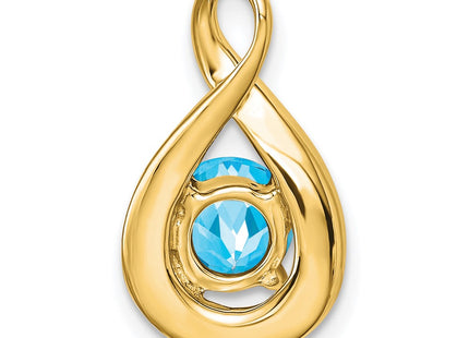 14K Round Blue Topaz and Diamond Chain Slide, view 4