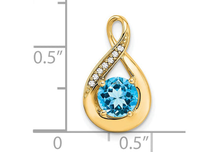 14K Round Blue Topaz and Diamond Chain Slide, view 3